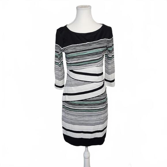 J. McLaughlin Dresses & Skirts - J. McLaughlin Women's Striped Sheath Dress Size S Black White Green